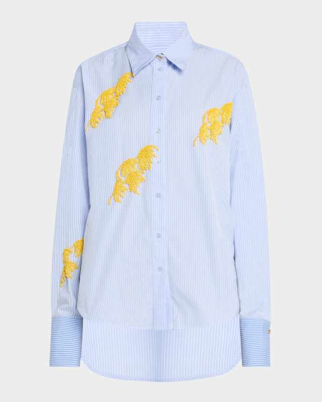 Emilio Beaded Stripe Button-Down Shirt